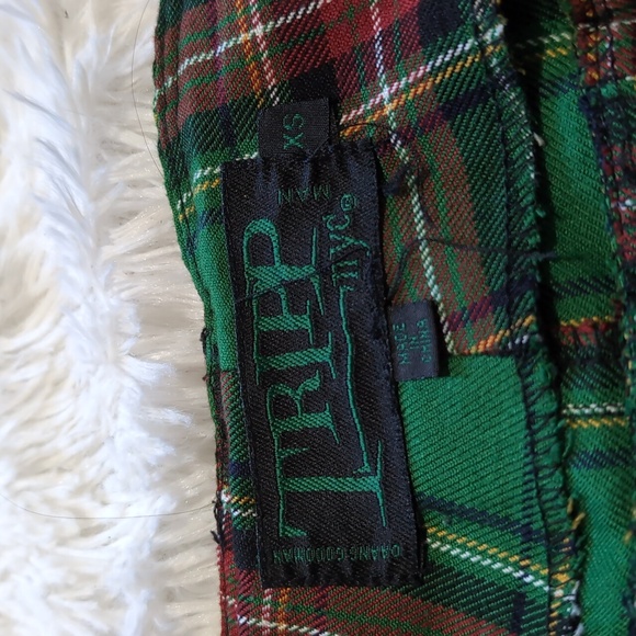 Y2K Tripp Green & Red Tartan Plaid Pleated Cargo Kilt Size XS - Picture 7 of 10